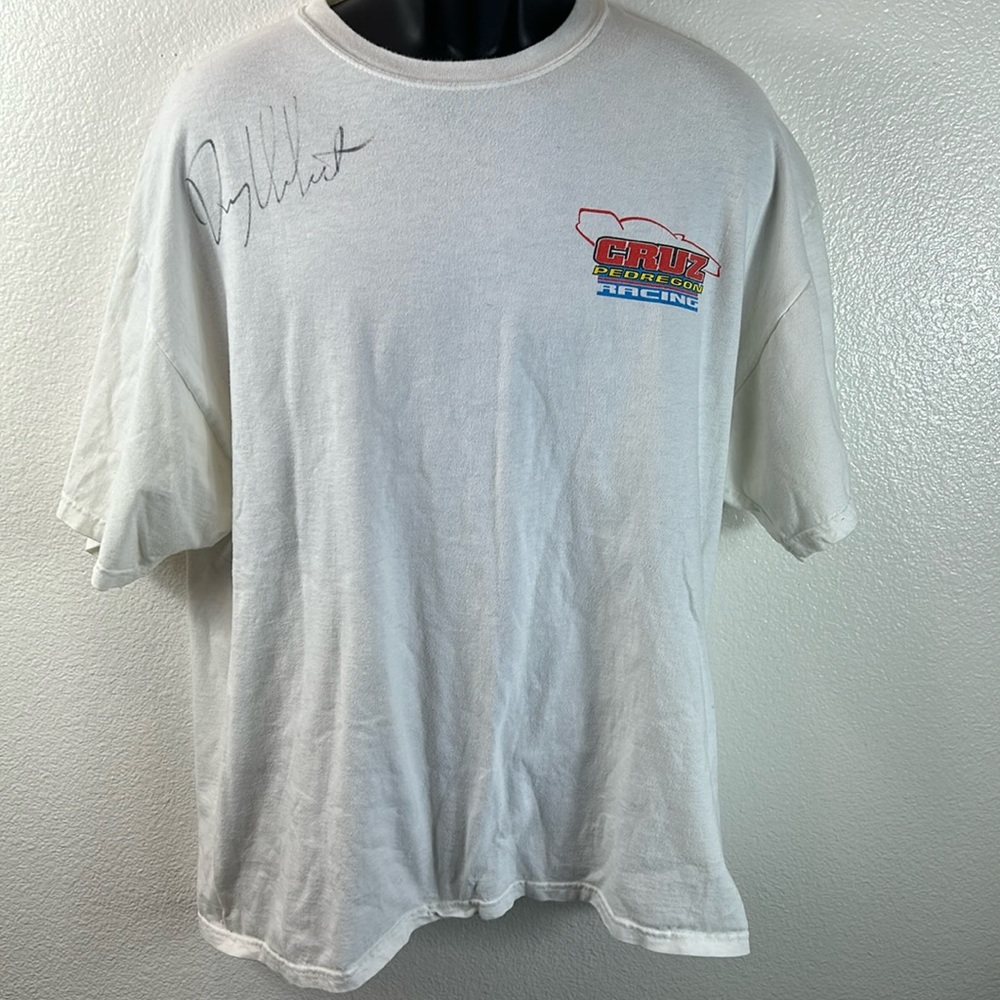 Vintage Cruz Pedregon McDonalds Racing White Tee, Signed, Men's Large